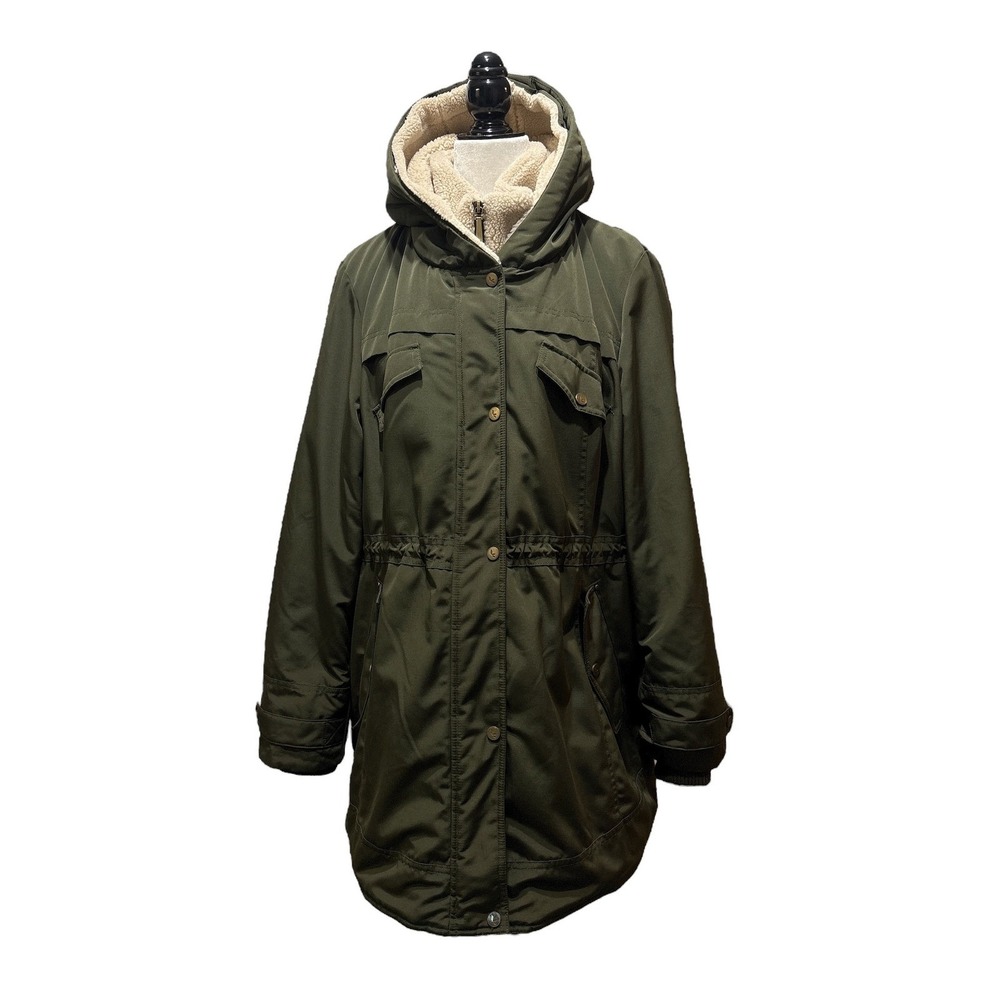 Koolaburra by UGG Women's XL Olive Green Hooded Sherpa Lined‎ Parka Jacket